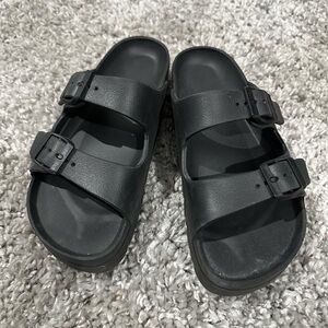 Black Double Strap Sandals